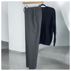 Sandro Paris Wool Straight-leg pants with a drawstring waist  & pockets US 34